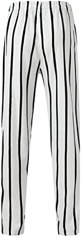 Менс памучни постелнини панталони, 2023 летни мажи удобни високи издигни цврсти тенки бои тенок вклопување на затегната лента за џемпери