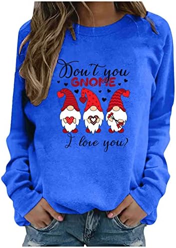 Женска Кошула За Денот На Вљубените Врвови На Екипажот Пуловер Со Долги Ракави Љубовни Графички Дуксери Пар Кошули Блузи