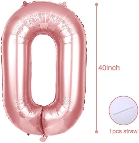 Број 9 и број 0 балони, балони со злато од 40 инчи од розово злато, голем дигитален 90 балон, фолија милар балони украси за роденденска