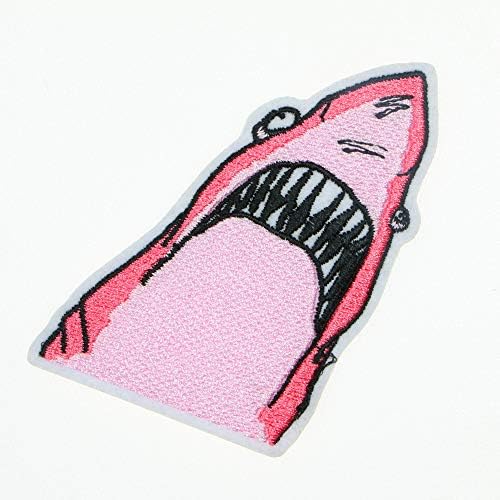 JPT - розова глава на ајкула симпатична цртана филмска везена апликација железо/шијте на закрпи значка симпатична лого -лепенка на елек