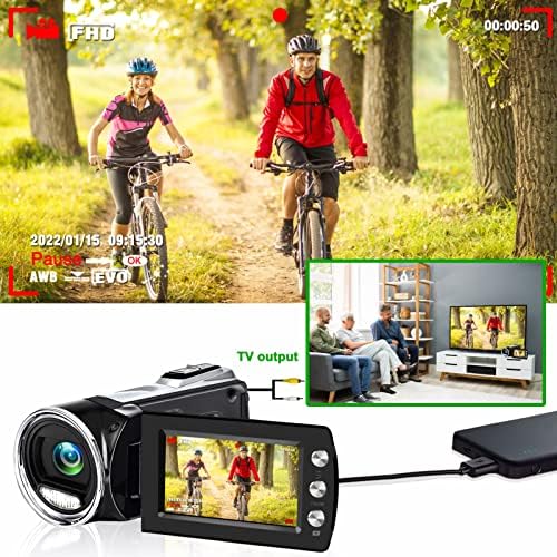 Lavpo Digital Camera Camcorder FHD 2.7K 30FPS 24MP Рекордер за видео камера 2,8 270 ° екранот за ротација на YouTube vlogging камера за деца