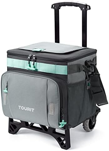Турит 50-може да се склопуваат тркалачки ладилник за ладење изолирана мека ладилна торба со тркала и количка за сите терени за плажа, кампување, патување во внатреше