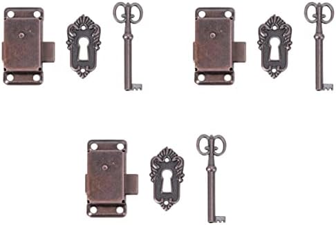 Yardwe Vintage Decor 6pcsbox Hasps Keyed Doors Small Latches Red Wooden Ing for Hasp Traditional Wardrobe Catch Bronze Decorative Delicate with