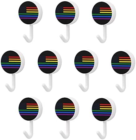 Americalgbt геј гордост Виножито знаме wallидни куки околу пластични куки издржливи лепило куки за кујна бања 10 пакувања