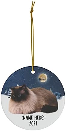 Браун Рагдолт украси за мачки за елка за 2023 година Персонализирано име Подароци 2024 Новогодишна ноќ украси Белиот круг