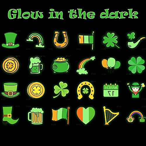 Налепници за привремени тетоважи на Денот на Патрик Мокосми, 24 чаршафи сјаат во темниот шамар ирски знамиња со златни светлечки