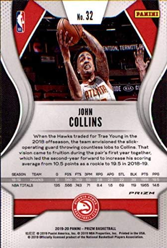 2019-20 Panini Prizm Prizms Red White and Blue 32 John Collins Atlanta Hawks NBA кошаркарска трговска картичка