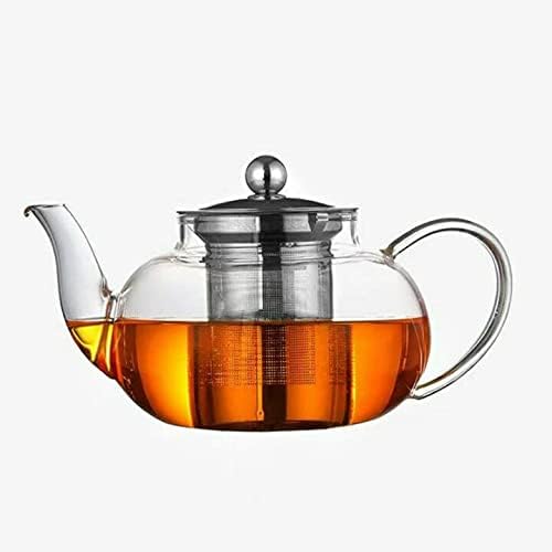 Prime чај 1000ml стаклен чајник со отстранлив инфузер, котел за безбеден чај, цветање и лабав производител на чај од лисја