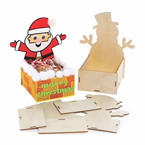 Бејкер Рос FC113 Комплети за божиќни дрвени кутии - пакет од 3, дрвени занаети за правење и украсување, направете свои Божиќни украси