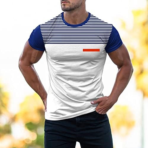 Мажи случајна мода 3Д печатена тенок тркалезен врат маица Топ кратки ракави блузи машки желки од кошули со долг ракав