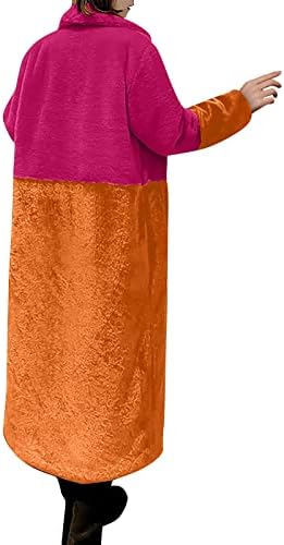 Плишана туника во боја на бојата Parka Women Cozy Kawaii Comfy Wrap Cardigan со долг ракав Зимски зимски лаптони кардигани
