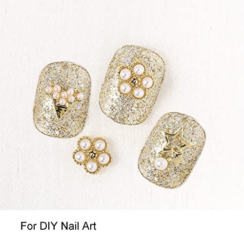 Мулти форми 3Д нокти Rhinestones Декорација на нокти Дијаманти бисери метални нокти накит убавина дизајн привлечност злато срцевци