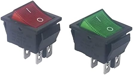 Rocker Switch LED 31 * 25mm DPST 4PIN 16A/250v Црвено/Зелено Прицврстување / Исклучување Позиција Snap Boat Rocker Прекинувач бакарни