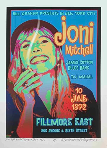 Постерот на oniони Мичел го почестува нејзиниот перформанси во Филмор од 1972 година, потпишан Дејвид Бирд
