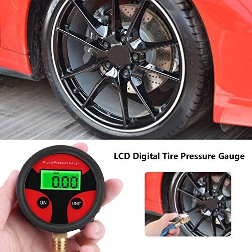 Dealpeak 0-200PSI LCD дигитални гуми за гума на гума на воздухот Мерач на мерач на притисок точен мерач на притисок на гуми за гуми
