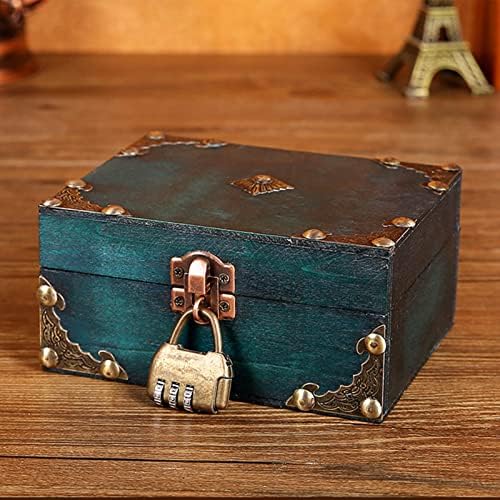 Кутија за Богатство од дрво, Извонредна Гроздобер Повеќенаменска Рачно Изработена Дрвена Кутија За Складирање Накит Убава Со