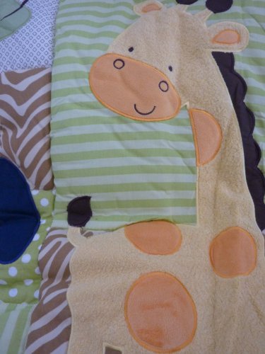 Tiddliwinks Safari пријатели 3 парчиња постелнина за постелнина за бебиња - зелена/кафеава