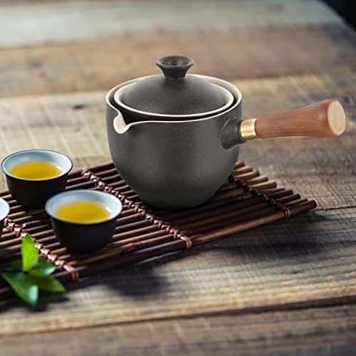 Стакло стакло чајник кинески гроздобер стил чајник керамички единечен сад чај филтер чај инфузер странична рачка сад чаша чај котел