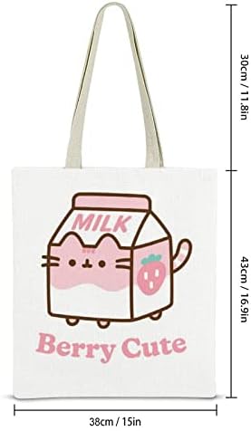Bokuta розова млеко кутија мачка платно тота торба за жени за купување торба за торбичка за тота што може да се употреби со тотална