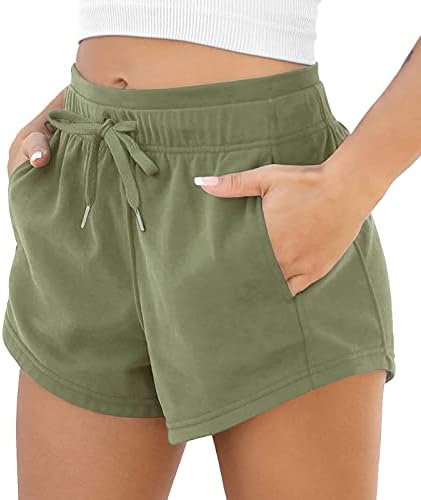 Женски случајни шорцеви за влечење еластична половината со средно-пораст активна облека салон со џебни панталони модна облека 2023 година