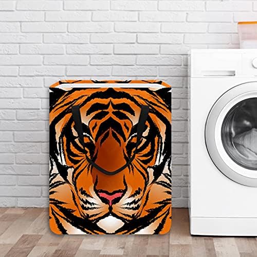 Тигар лента за перење на животни од тигар, водоотпорни корпи за перење алишта што може да се склопи за складирање за детска соба,
