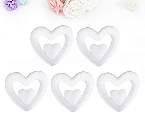 Генерички 5 парчиња пена во форма на пена во форма на пена DIY уметности занаетчиски бели топчиња од пена срцева цветна пена сфера срце