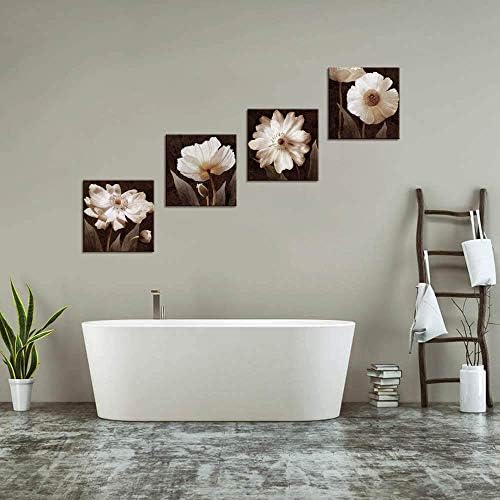 Платно wallидна уметност современа едноставна живот бело цвеќиња цветни платно сликање слики за декор за домашна спална соба - 4 панели