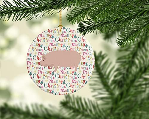 Богатства на Каролина WDK2782CO1 Велшки свиња Божиќен керамички украс, украси за новогодишни елки, висечки украс за Божиќ, празник,