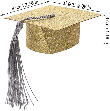 Амосфун 10 парчиња мини дипломирани капачиња вино стаклена покривка капа за дипломирање вино, матура за матура, украси за вино за