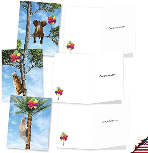 Најдобра компанија за картички 20 разновидни честитки за честитки Поставете 4 x 5,12 инчи со животни од дрво AM10323CGG-B2X10