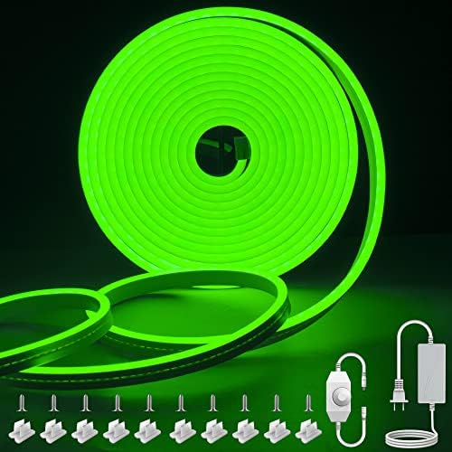 Орахон зелена неонска LED лента светлина 16.4ft/5m 12V DC 600 SMD2835 Водоотпорна флексибилна LED неонска светлина за јаже за внатрешна декорација
