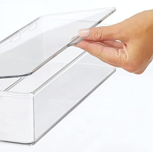 Mdesign Долга пластична кутија за складирање на бања, организатор, кутија за шарки за плакарот, полицата, шкаф или суета, држете лек, сапун,