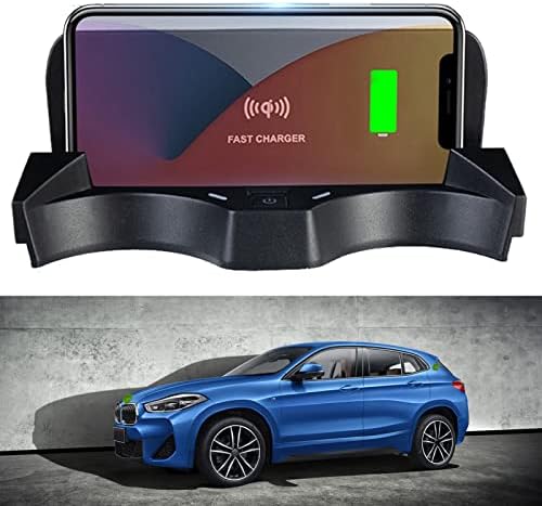 2022 Надградба на безжичен полнач за автомобили компатибилен со BMW X1/X2 2017 2018 2019 2020 2021 Панел за додатоци на конзолата Центар, QI 15W QC 3.0 Брзо полнење за iPhone Samsung