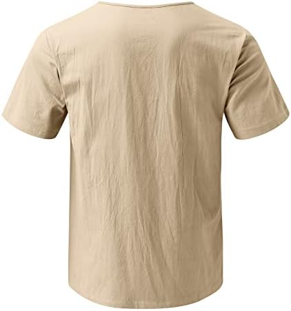 XXBR памучна постелнина кошула гроздобер кошули за мажи цврста боја краток ракав Хавајско летно копче надолу маица плажа на врвовите