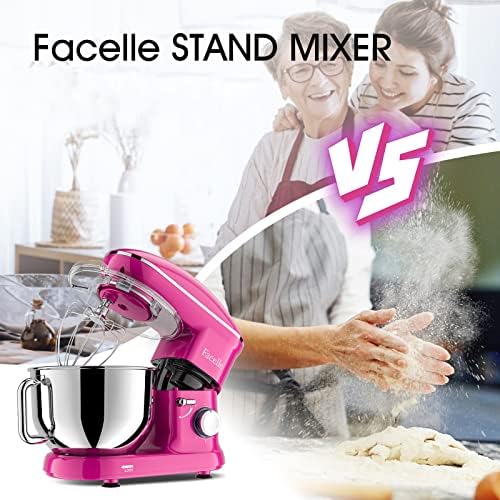 Миксер за стоење, факсела 660W кујна за домаќинство миксер за миксери со миксери со 6-брзински навалување на храна за миксер за торта со миксер,