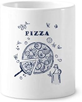 Линија Цртање Пица Италија Храна Четка За Заби Држач За Пенкало Кригла Керамички Држач Чаша За Моливи