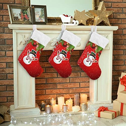 Алаза Божиќни чорапи Црвена Божиќна шема Класик Персонализирани големи декорации за порибување за семејни сезонски празници Декор
