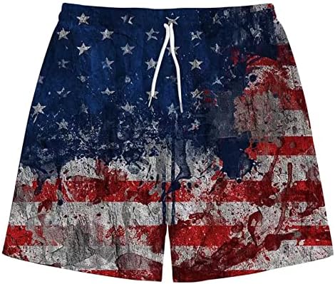 Шорцеви за мажи од табла лето обична мода 3Д знаме печати за пливање шорцеви за независност Патриотски тренинг плажа кратки панталони