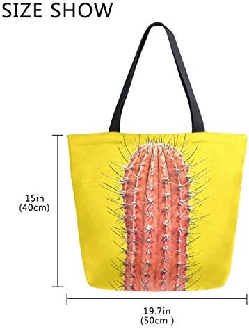 Модни обични торби за намирници за еднократно користење жолти кактус мажи жени рамо тотална торба платно