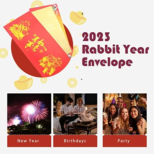 Милистен 5х7 Пликови 10 парчиња 2023 Кинеска Нова Година Црвени Пликови Зајачка Година Плик Честитки Среќни Пари Материјали