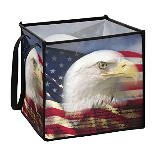 Американско Знаме Корпа За Складирање Орел Склопувачка Корпа За Складирање Играчки Коцка Корпа За Перење Водоотпорна Расадник Со