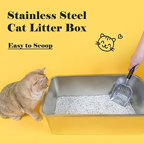 Кутија За Отпадоци Од Нерѓосувачки Челик ЛИХОНГ, Екстра Голема Метална Кутија За Отпадоци За Големи Мачки Мачиња Зајаци, Без Мирис, Нелеплив,