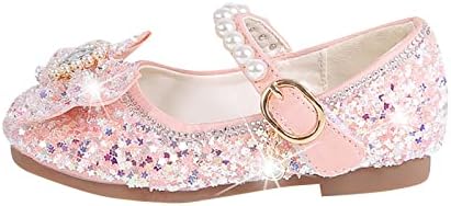 Девојки рамни чевли за чевли за чевли за чевли со ринстон лакови со ниска потпетица принцеза цветна венчаница за бебешки спортски чевли