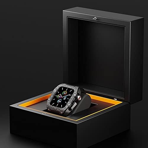 КУЌИШТЕ За Луксузни Ремени Од Јаглеродни Влакна за Apple Watch 8 7 45mm Бенд Покрие Флуор Гумен Мод Комплет за iwatch 6 5 4 SE 44mm