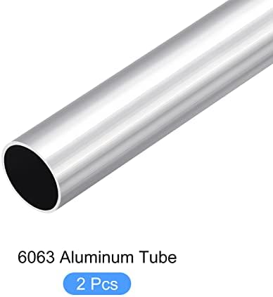 Метаксичност 6063 алуминиумска цевка 2 парчиња, алуминиумски тркалезни цевки - за мебел за домови, машини, занаетчиски занаетчии DIY