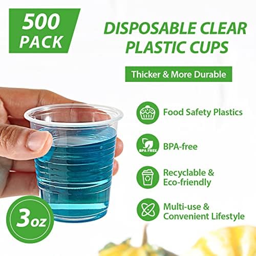 Лилимики 500 Пакување 3 Мл Проѕирни Пластични Чаши, Мали Чаши За Бања За Еднократна Употреба, 3 Унца Пластични Чаши За Миење Уста