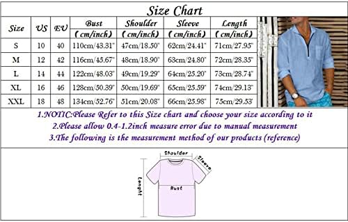 Менс костум Ромпер машка памучна постелнина цврста обична плус големина лабава кошула, стојат јака патент со долг ракав