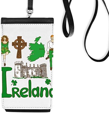 Ирска Национален симбол обележје на обележје телефонски паричник чанта што виси мобилна торбичка црн џеб