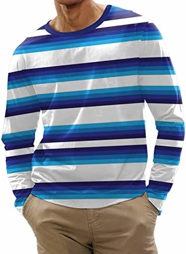 Кошула за мажи во Wcjlha, моден обичен печатен тркалезен врат со долги ракави маица врвен џемпер од памук од памук со памук, џемпер од
