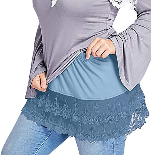 Iius кошули Extender женски слоевити лажни врвни долниот дел од чипка за чипка на половина должина мини здолништа кошули врвни екстендери